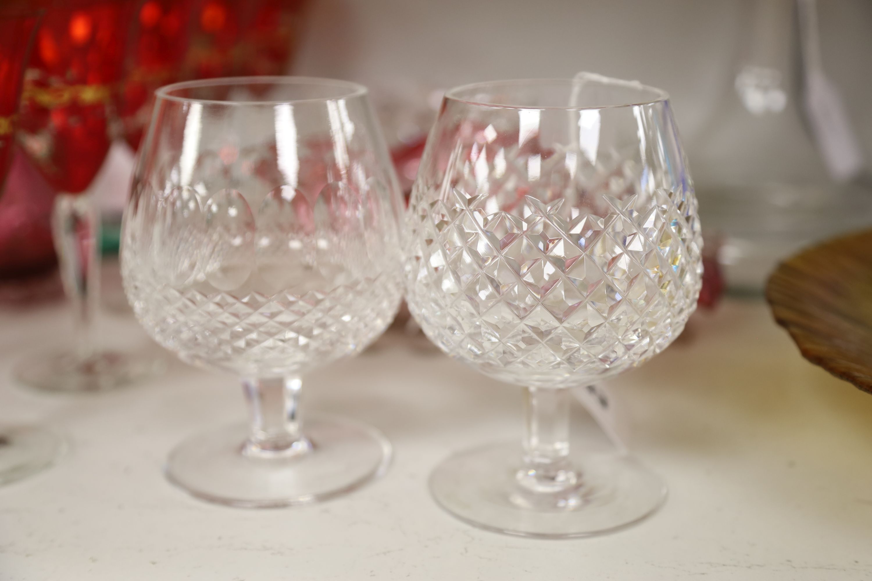 A quantity of glassware, including two Orrefors bowls (one boxed), a large iridescent centrepiece bowl,